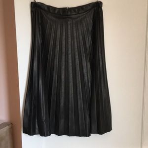 Vegan leather J. Crew pleated skirt